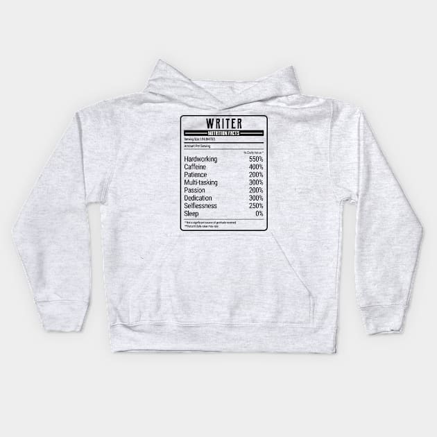 writer nutrition value Kids Hoodie by IndigoPine